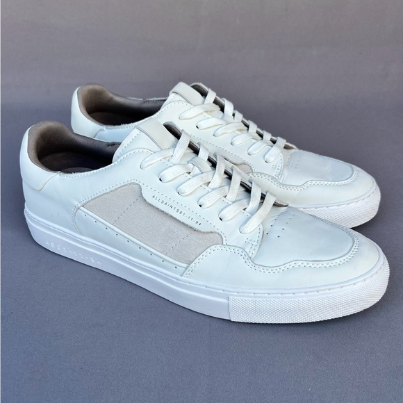 ALL SAINTS Alton Low Top Lace Up Leather Sneakers White Men's Size 11 US - Picture 1 of 11